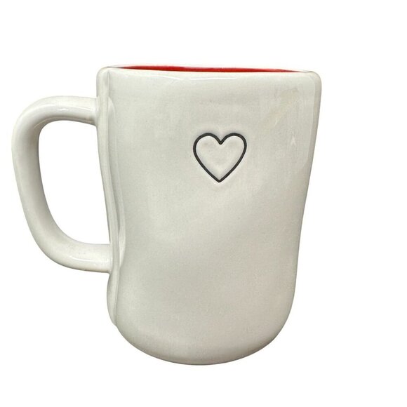 Rae Dunn Mug Valentine Heart Double Sided Large Coffee Cup Ceramic Magenta Red - Picture 2 of 8